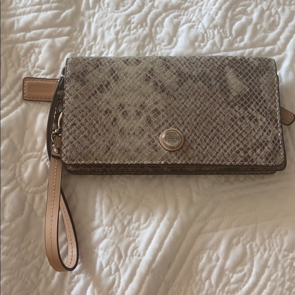 Coach Faux Snakeskin Wristlet